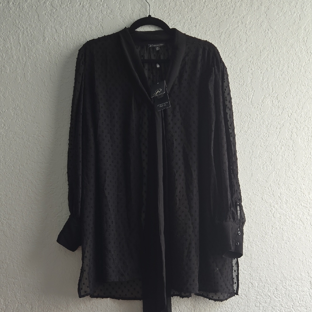 Adrianna Papell Black Textured Blouse